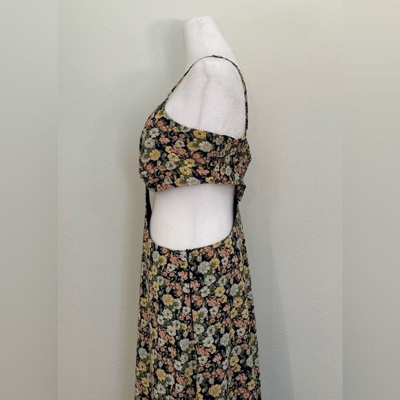Navy Blue Floral Cutout Maxi Dress with Adjustable Straps and Slit Women’s XL - Picture 11 of 16